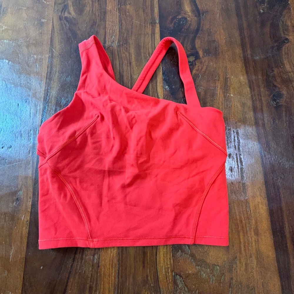 Lululemon Asymmetric Yoga Tank Top Red‎ Nulu One Shoulder Size 2 LW1EI5S